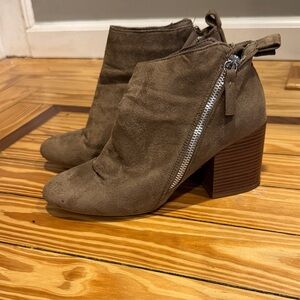 Wild Diva Taupe Ankle Booties with Zipper